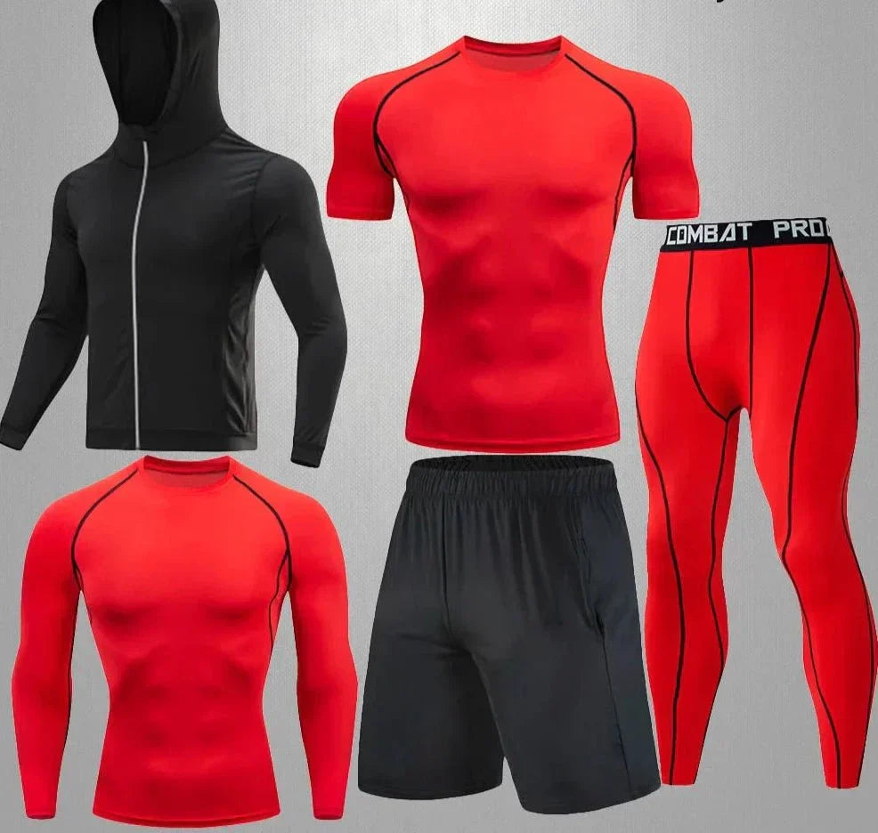 Conjunto Masculino Esportivo de Compressão - 5 Peças