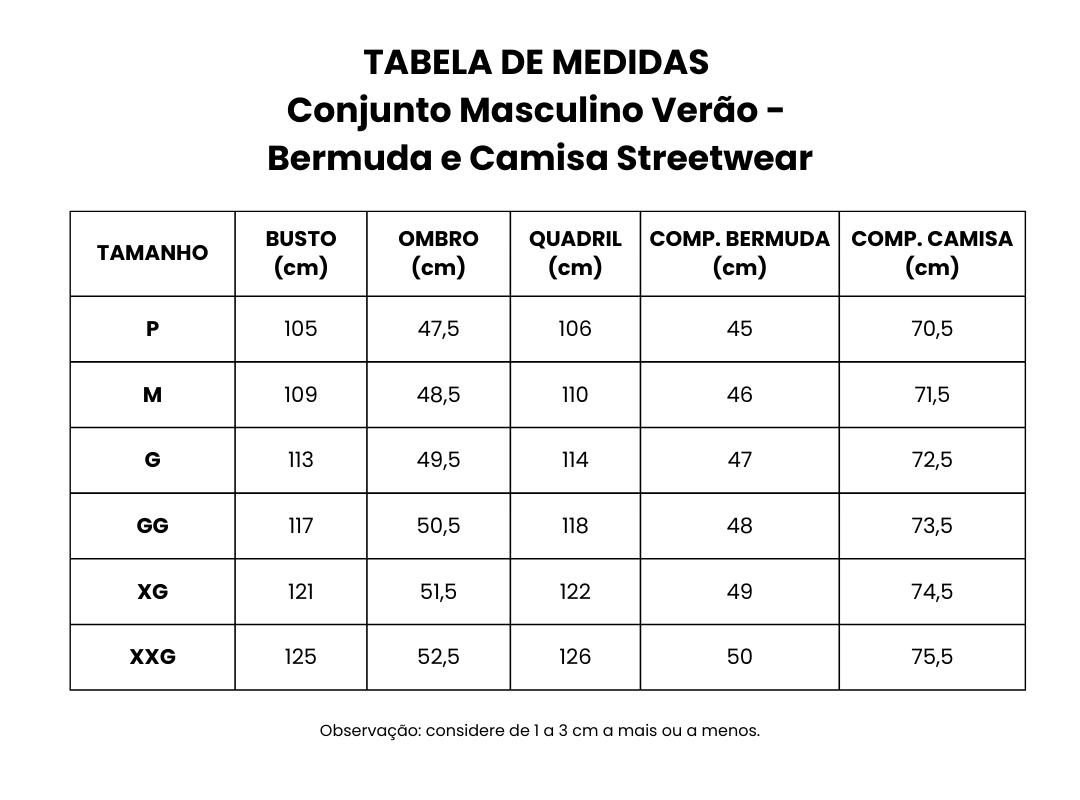 Conjunto Masculino Verão - Bermuda e Camiseta