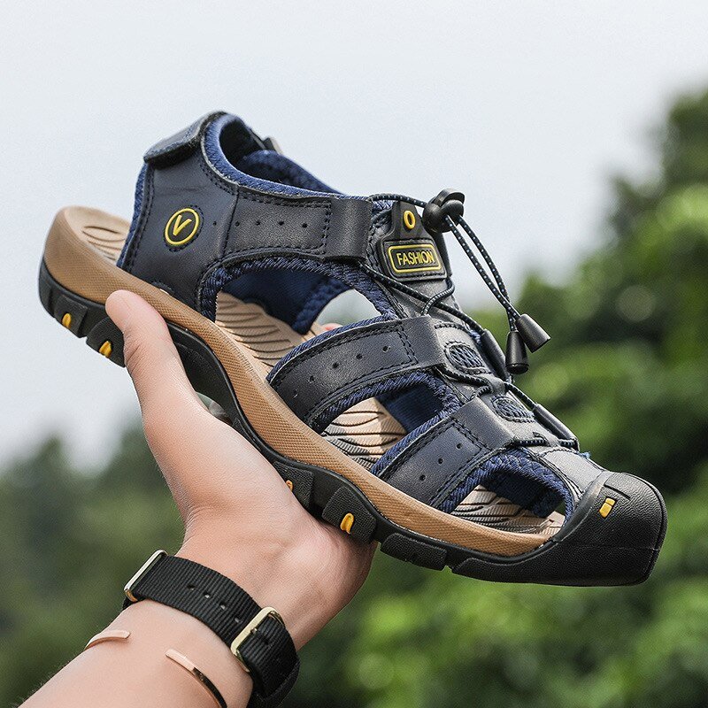 Sandália Masculina de Couro - Conforto e Estilo - Verão 2024