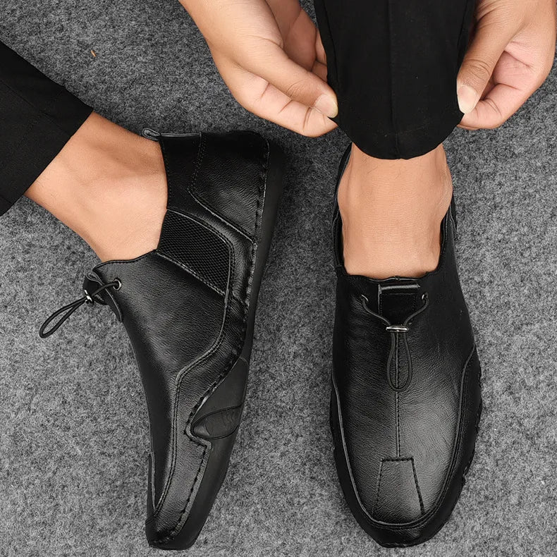 Sapatênis de Couro Masculino Slip-On