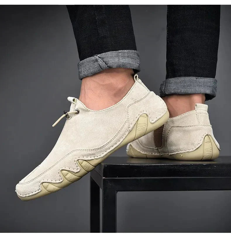 Sapatênis de Couro Masculino Slip-On
