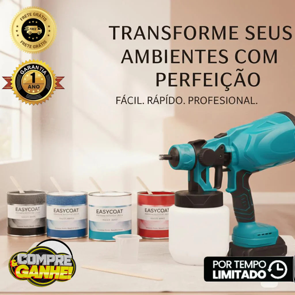 Pistola De Pulverização Elétrica Sem Fio | SprayGo Pro (Pote 1,5L) + Tinta EASYCOAT PRO
