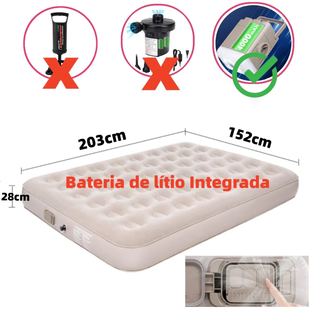🔥Colchão Inflável Queen Casal Cama De Campanha Bomba Inflável Com Bateria De Lítio Integrada JOYFOX - Oferta limitada!🔥
