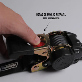 Par De Cinta Amarração Carga Catraca Automática Fita Retrátil 800 Kg 2 Fitas Cor Preto