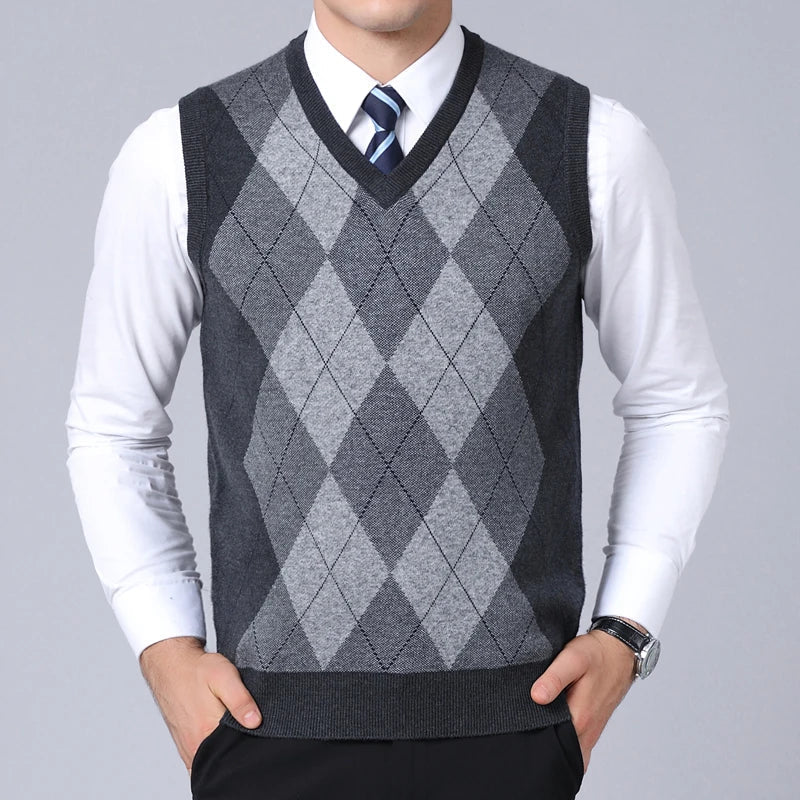 Colete Xadrez Masculino de Lã - Estilo e Conforto