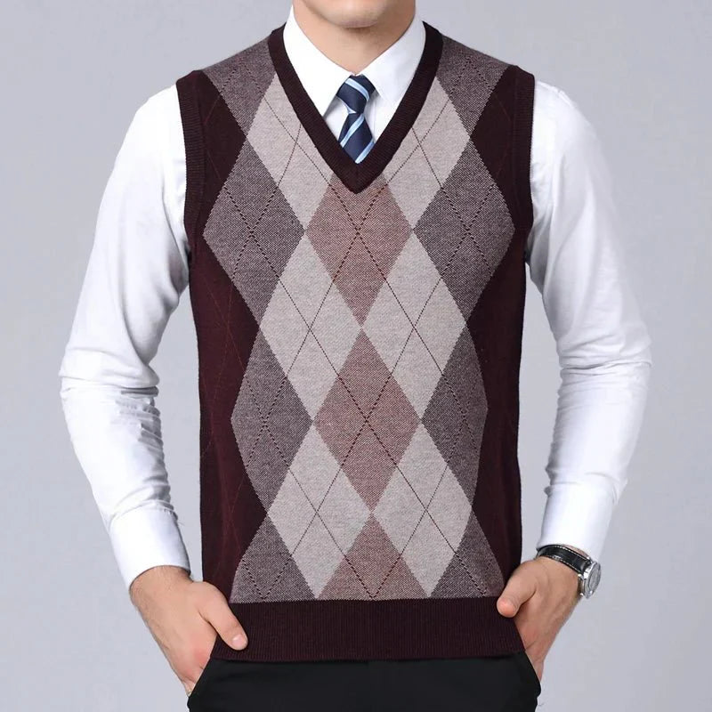 Colete Xadrez Masculino de Lã - Estilo e Conforto