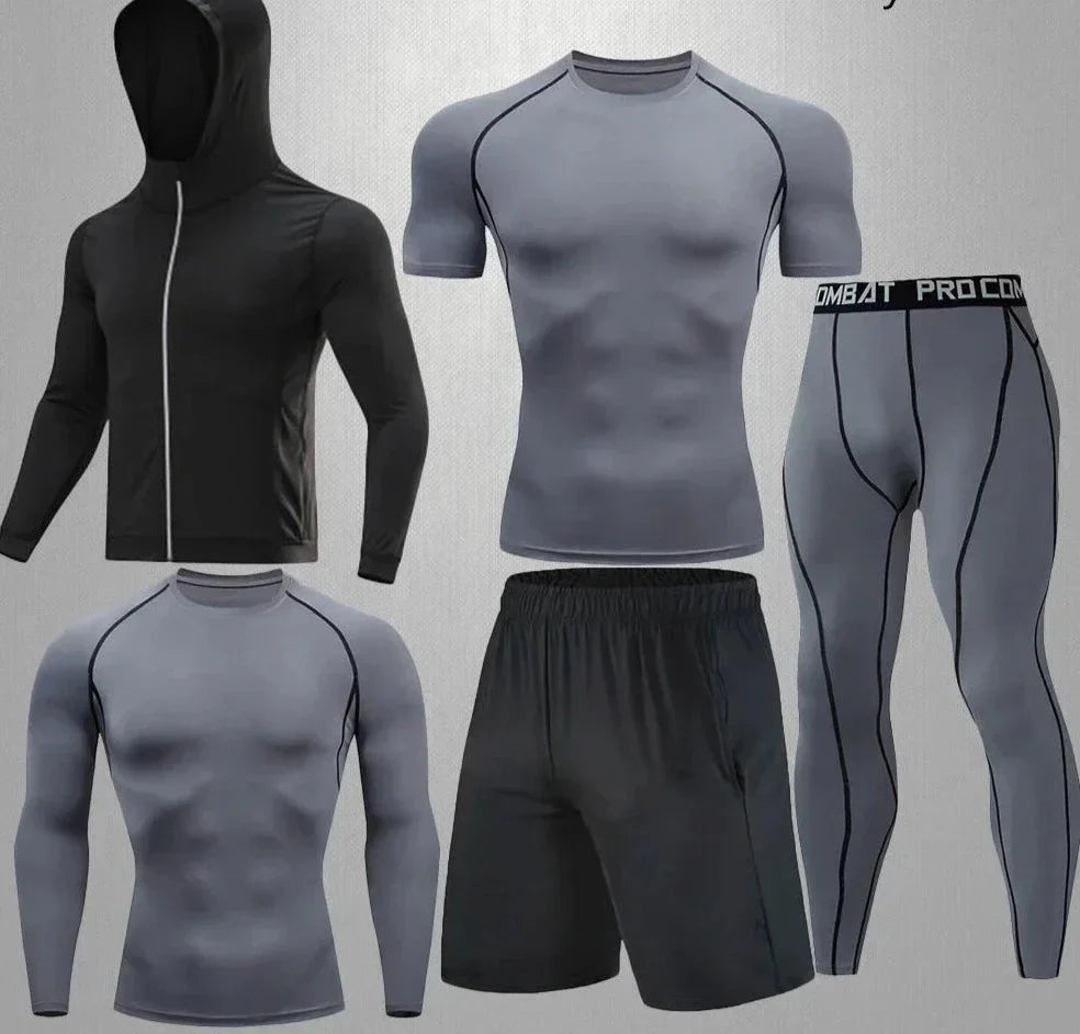 Conjunto Masculino Esportivo de Compressão - 5 Peças