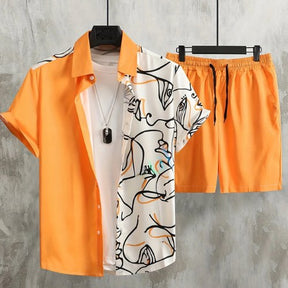 Conjunto Masculino Estampado Bicolor - Camisa e Bermuda