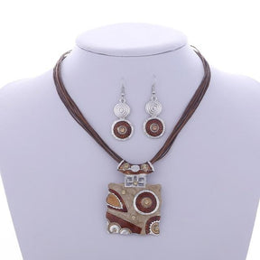 Conjunto de Colar e Brincos ZOSHI Africano