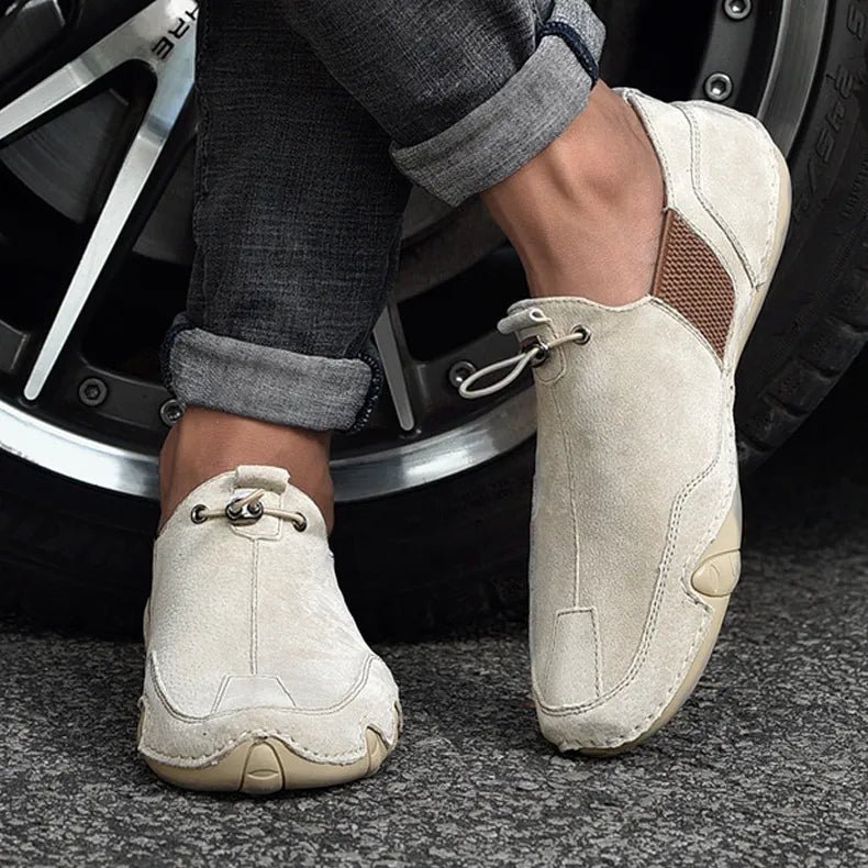 Sapatênis de Couro Masculino Slip-On